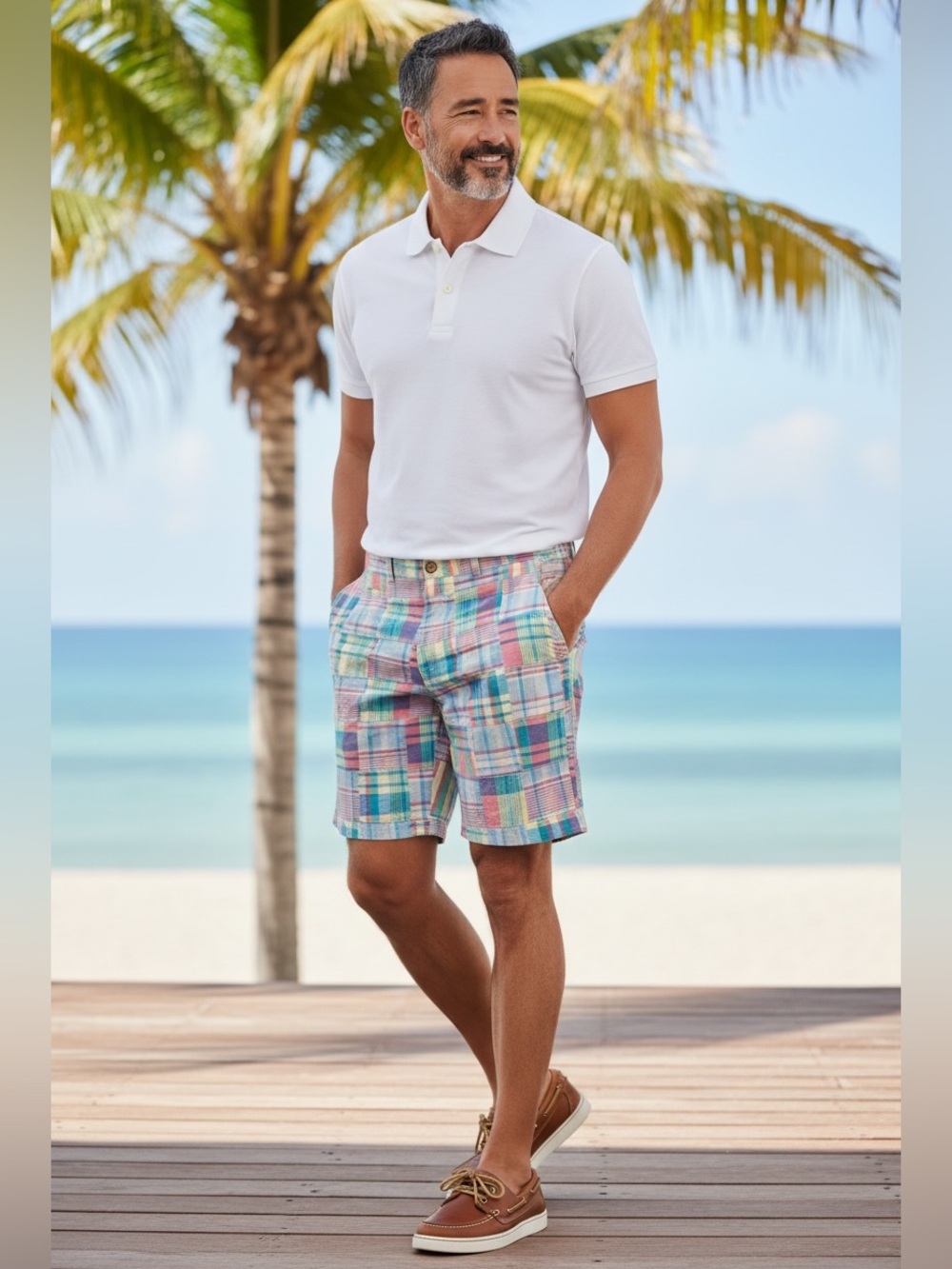 Charleston Threads Mens 38 Madras Patchwork Plaid Shorts Cotton Preppy Coastal